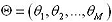 The matrix theta equals the collection of vectors theta 1, theta 2, through theta sub uppercase M