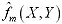 f hat sub lowercase m of vector X and vector Y